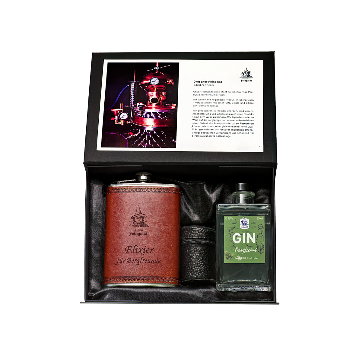 Tasting-Box mit Flachmann und 350ml GIN Bergfreund