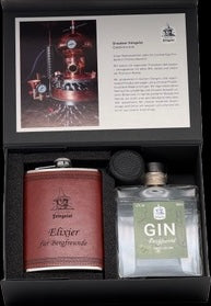 Geschenkbox-Box mit Flachmann und 500ml GIN Bergfreund