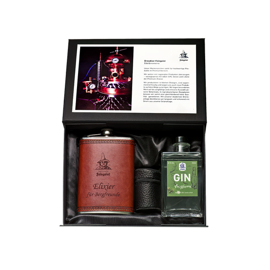 Tasting-Box mit Flachmann und 350ml GIN Bergfreund